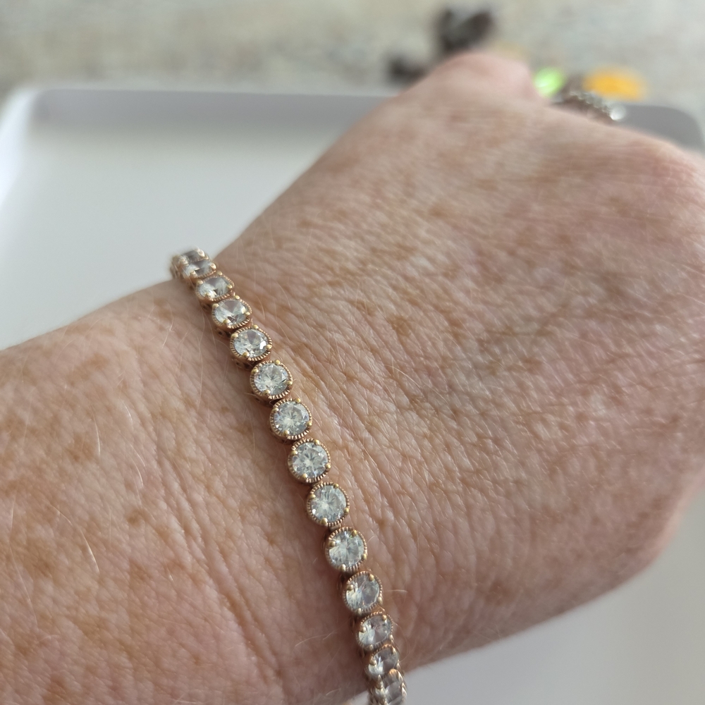 Diamonique, Elegant Goldtone Tennis Bracelet